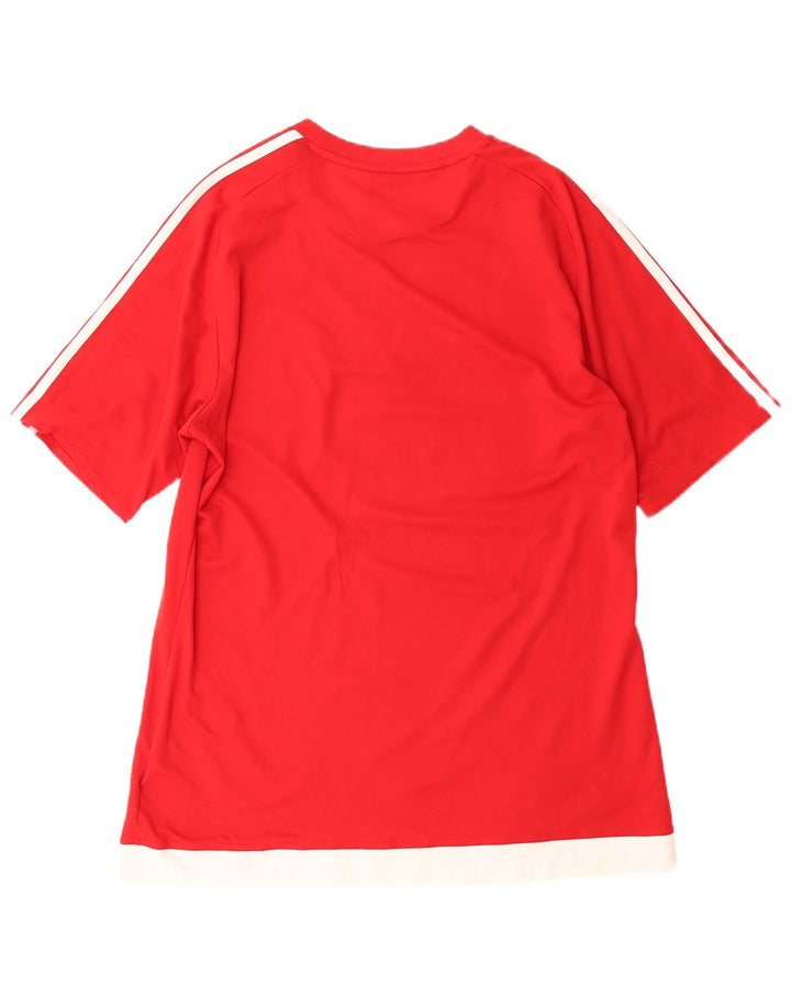 ADIDAS Mens Climalite T-Shirt Top Medium Red Colourblock Polyester