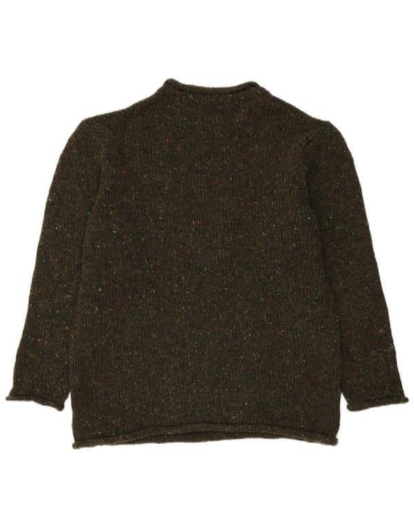 Aran Crafts Mens Boat Neck Jumper Sweater Medium Khaki Flecked Wool