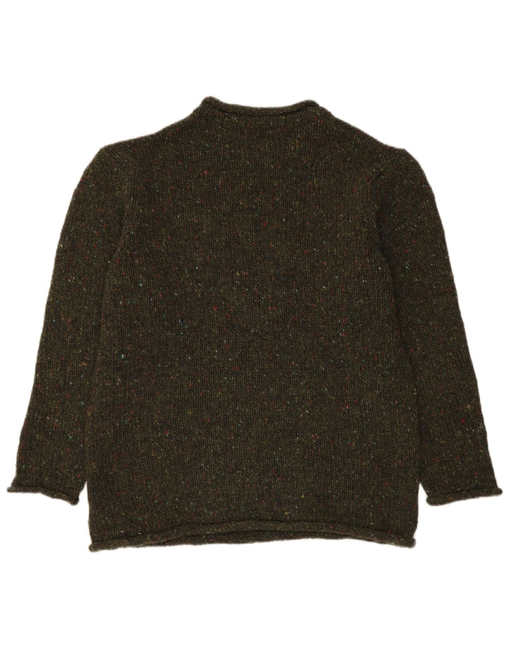 Aran Crafts Mens Boat Neck Jumper Sweater Medium Khaki Flecked Wool