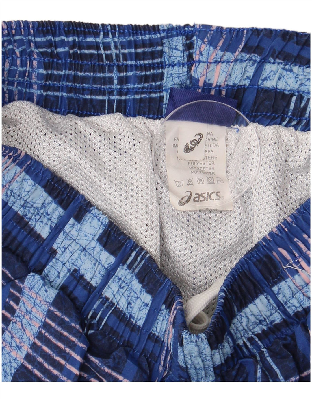 ASICS Mens Swimming Shorts Small  Blue Check Polyester