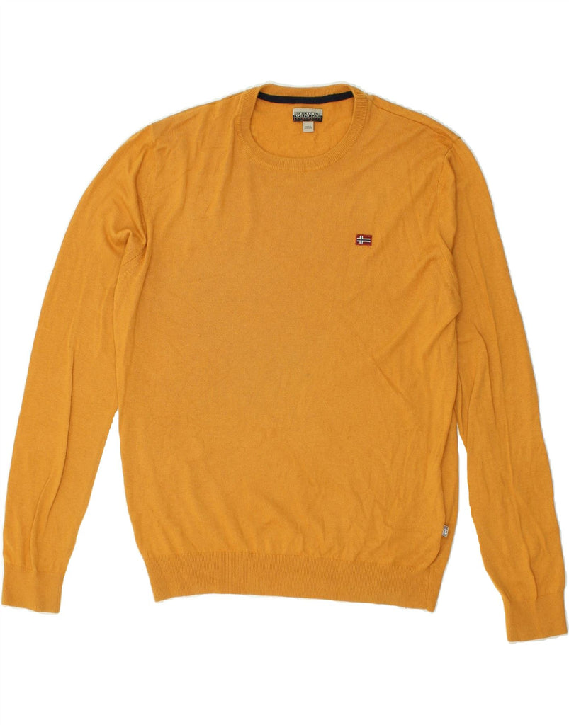 NAPAPIJRI Mens Boat Neck Jumper Sweater XL Yellow Cotton | Vintage Napapijri | Thrift | Second-Hand Napapijri | Used Clothing | Messina Hembry 