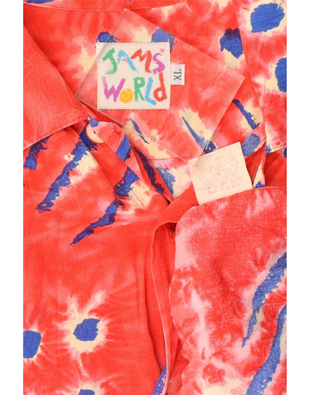 JAMS WORLD Mens Short Sleeve Shirt XL Red Floral Rayon