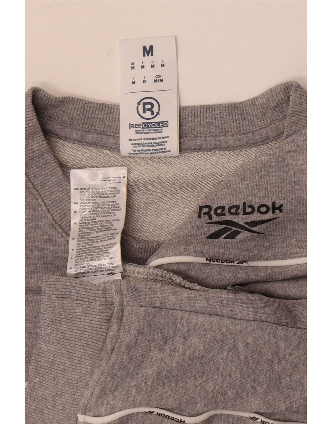 Reebok Mens Sweatshirt Jumper Medium Grey Cotton