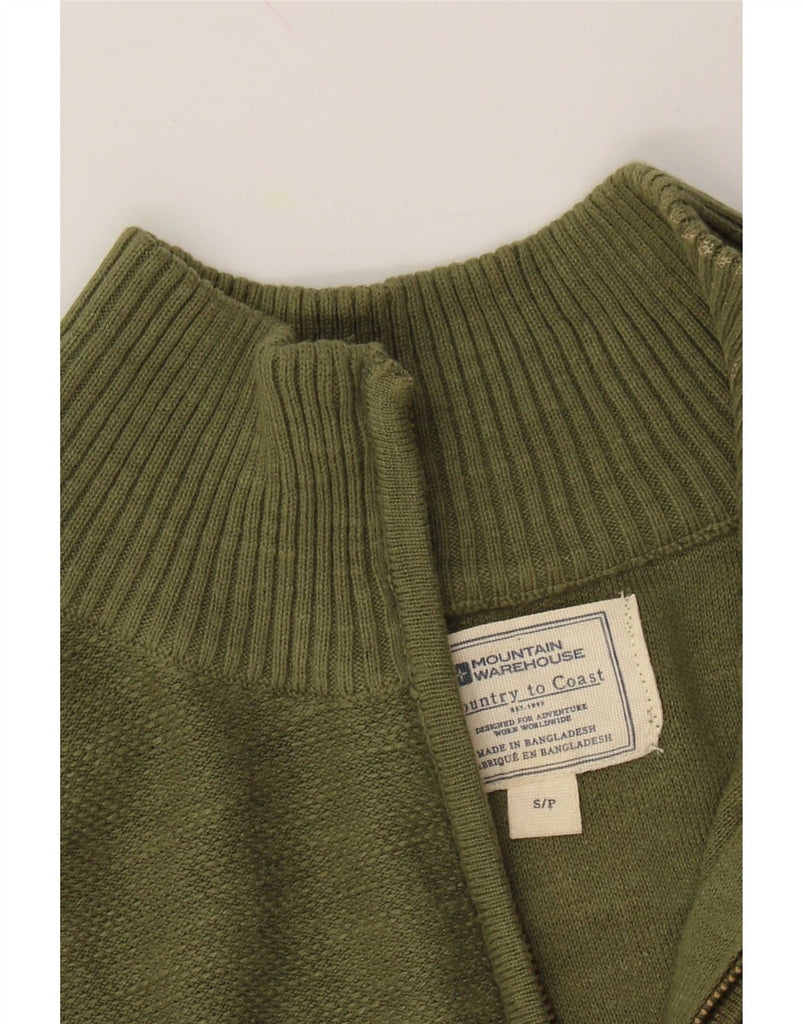 MOUNTAIN WAREHOUSE Mens Zip Neck Jumper Sweater Small Green Cotton Vintage Mountain Warehouse and Second-Hand Mountain Warehouse from Messina Hembry 
