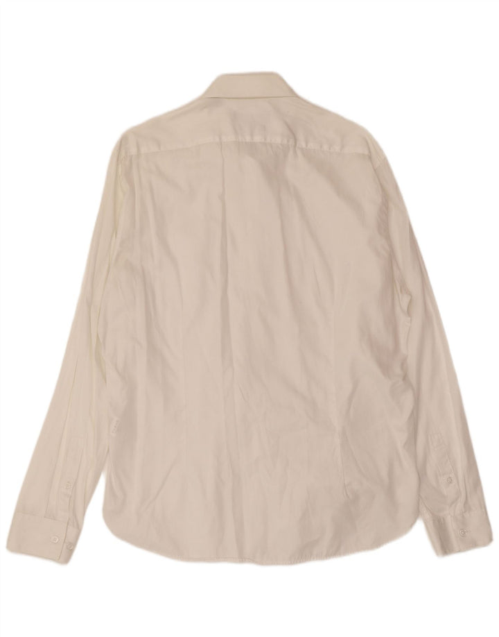 Dkny Mens Slim Fit Shirt Medium White Cotton