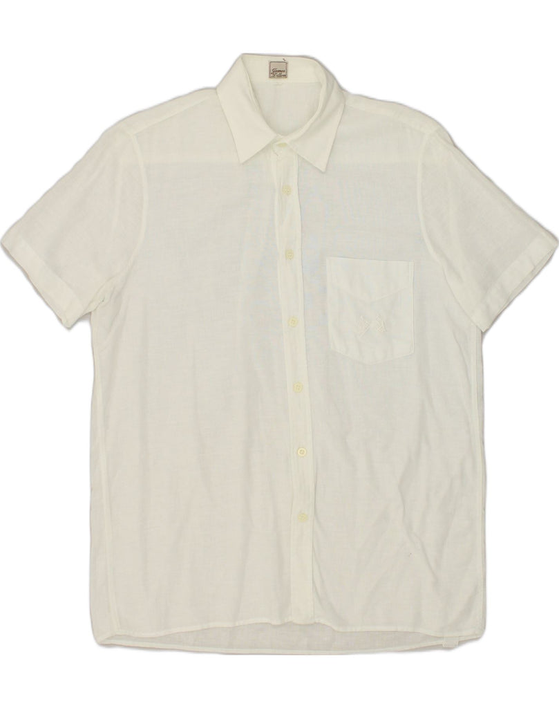 JAMES DILLON Mens Short Sleeve Shirt Medium White Cotton | Vintage James Dillon | Thrift | Second-Hand James Dillon | Used Clothing | Messina Hembry 