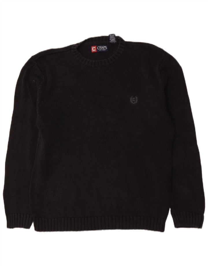 Chaps Mens Crew Neck Jumper Sweater Medium Black Cotton