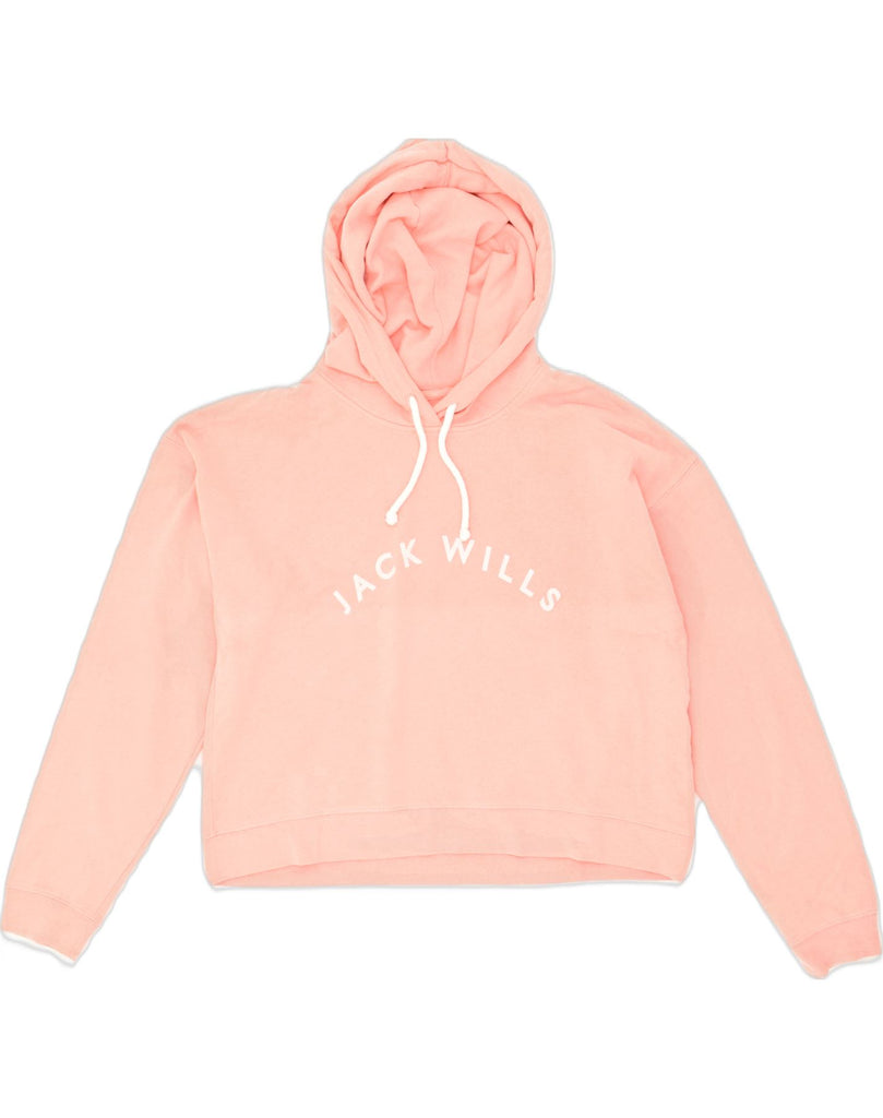 JACK WILLS Womens Graphic Hoodie Jumper UK 14 Large Pink Cotton | Vintage Jack Wills | Thrift | Second-Hand Jack Wills | Used Clothing | Messina Hembry 