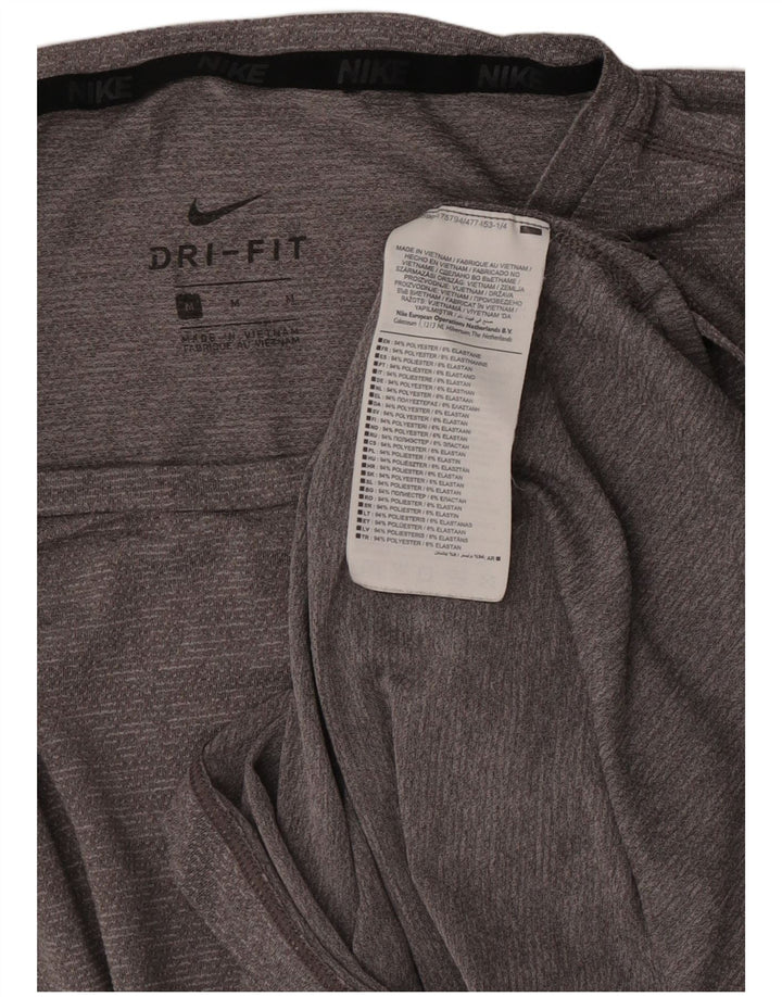 Nike Mens Dri Fit T-Shirt Top Medium Grey Polyester