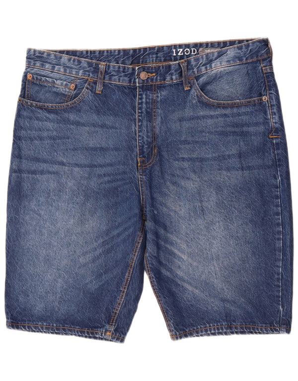 Izod Mens Slim Fit Denim Shorts W40 XL Blue Cotton