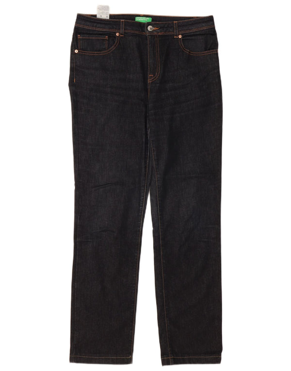 BENETTON Womens Straight Jeans W31 L30 Navy Blue Cotton