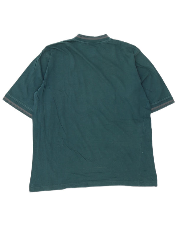 Adidas Mens T-Shirt Top Large Green Striped Cotton