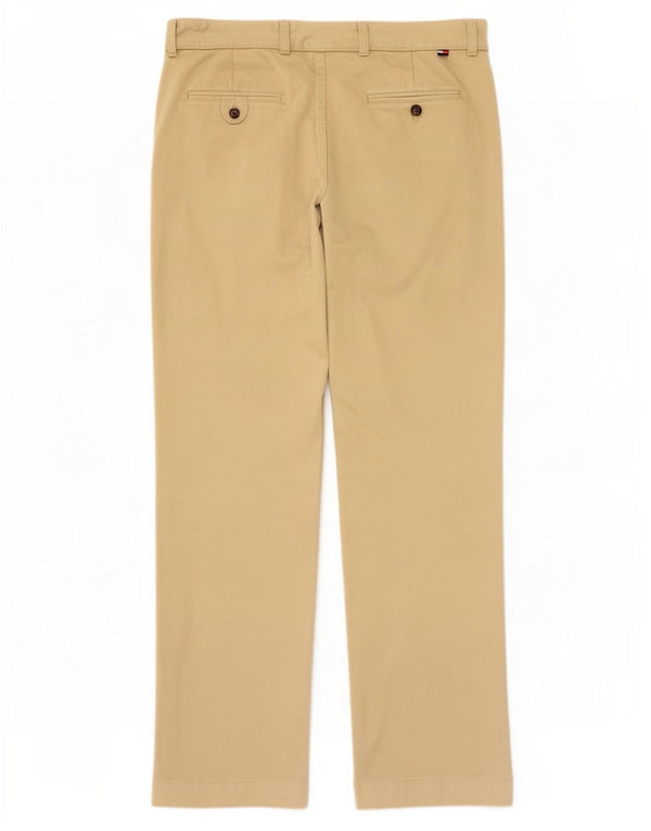 Tommy Hilfiger Mens Straight Chino Trousers W36 L32 Beige Cotton