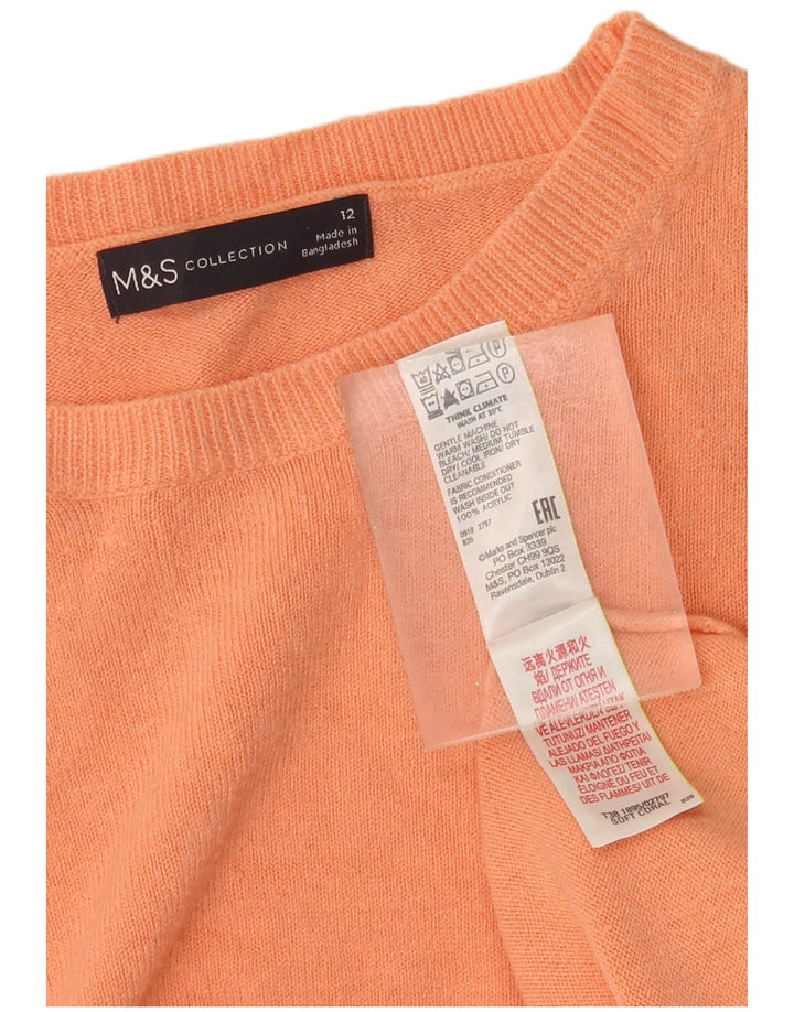 Marks & Spencer Womens Crew Neck Jumper Sweater UK 12 Medium Orange Acrylic