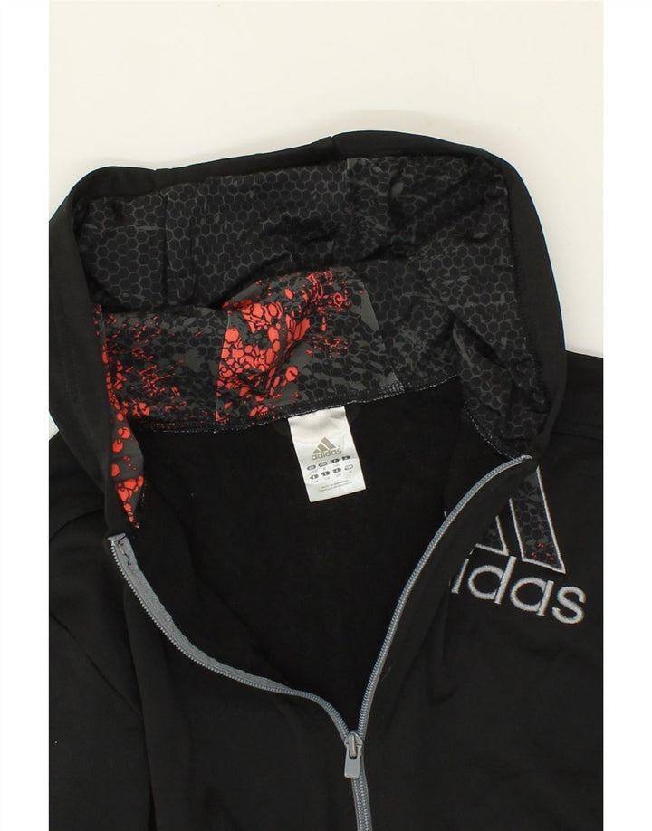 ADIDAS Boys Graphic Zip Hoodie Sweater 11-12 Years Black Polyester Vintage Adidas and Second-Hand Adidas from Messina Hembry 