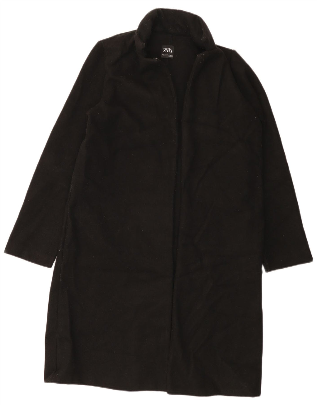 Zara Womens Open Overcoat UK 14 Medium Black Polyester