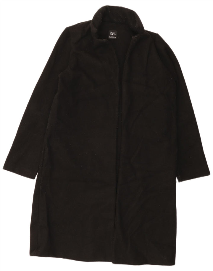 Zara Womens Open Overcoat UK 14 Medium Black Polyester