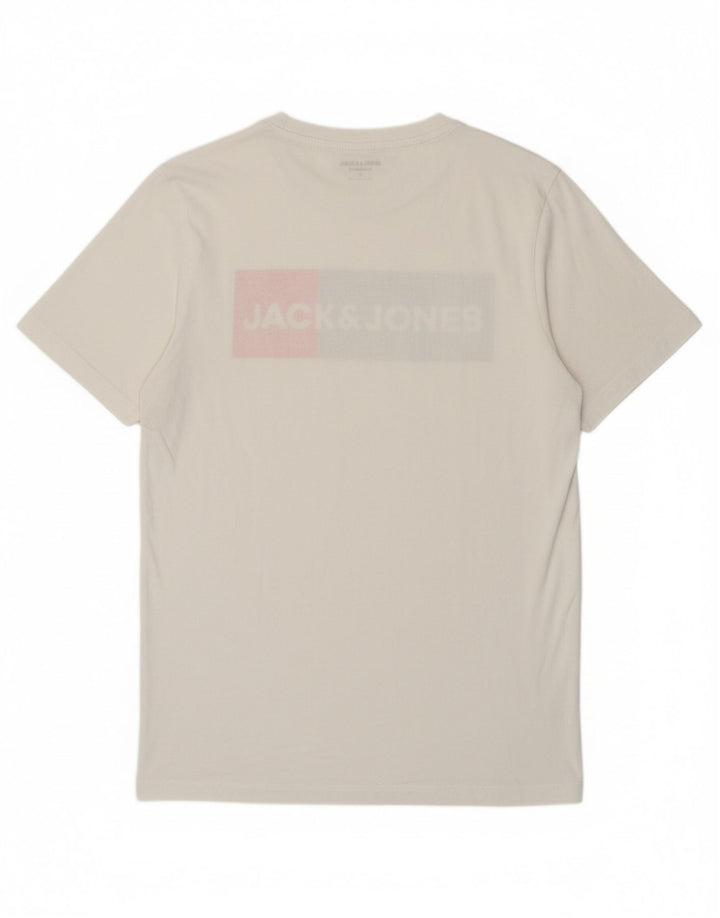 JACK & JONES Mens Graphic T-Shirt Top Medium White Cotton
