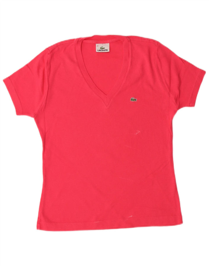 LACOSTE Womens T-Shirt Top Size 42 Large Pink Cotton