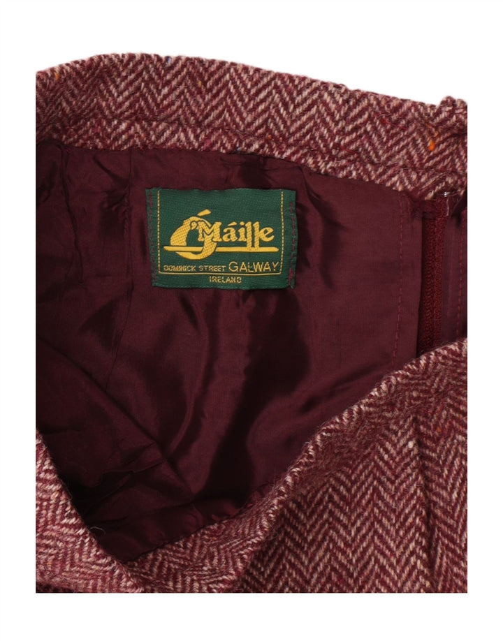 O' MAILLE Womens Midi Skirt W32 Large Burgundy Herringbone