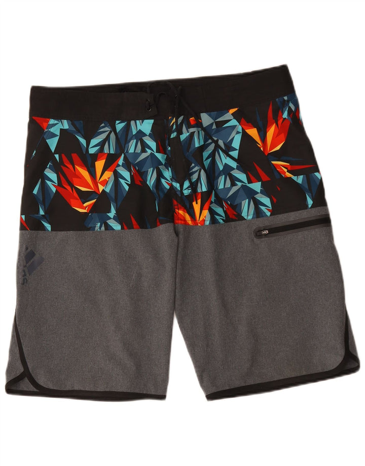 Adidas Mens Swimming Shorts Medium  Grey Geometric Polyester