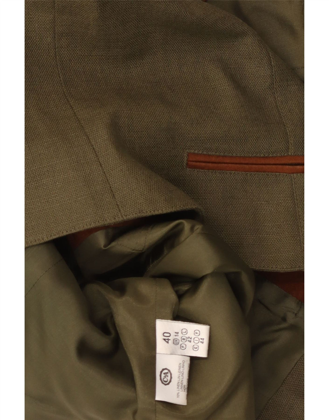 C&A Womens Waistcoat UK 14 Medium  Khaki Floral Linen