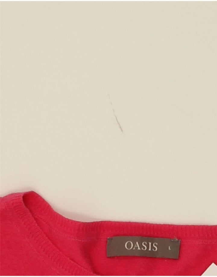 OASIS Womens Cardigan Sweater UK 14 Large Pink Cotton Vintage Oasis and Second-Hand Oasis from Messina Hembry 