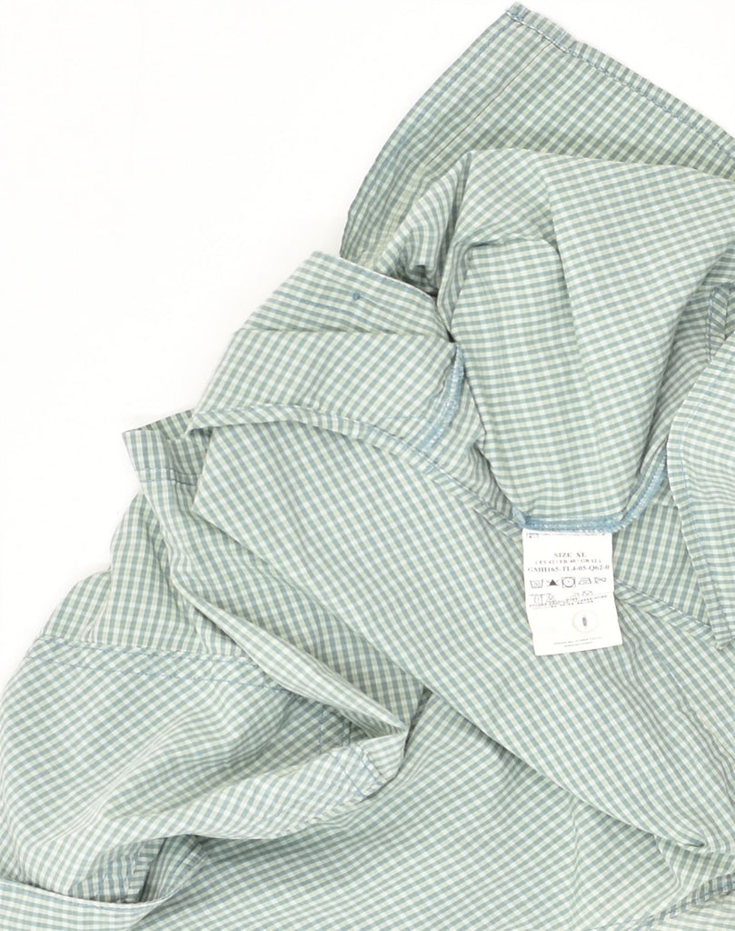 GUESS Mens Hooded Shirt XL Green Houndstooth Cotton | Vintage Guess | Thrift | Second-Hand Guess | Used Clothing | Messina Hembry 