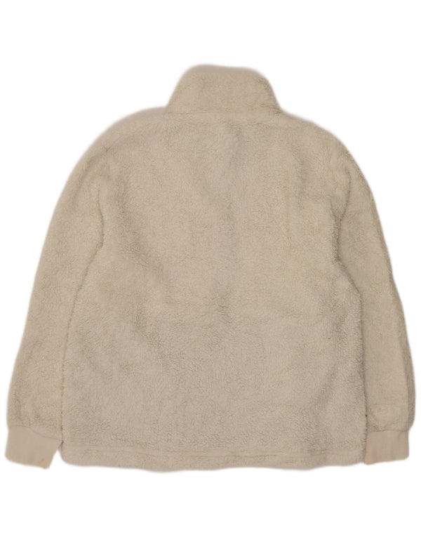 Calvin Klein Womens Oversized Fleece Jumper UK 14 Medium White Colourblock