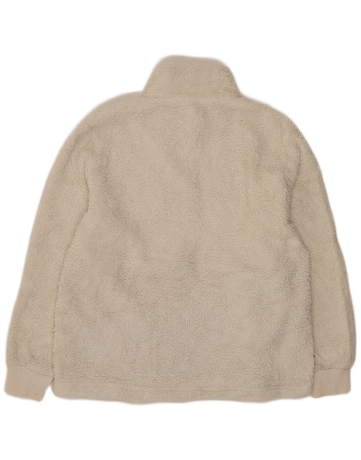 Calvin Klein Womens Oversized Fleece Jumper UK 14 Medium White Colourblock