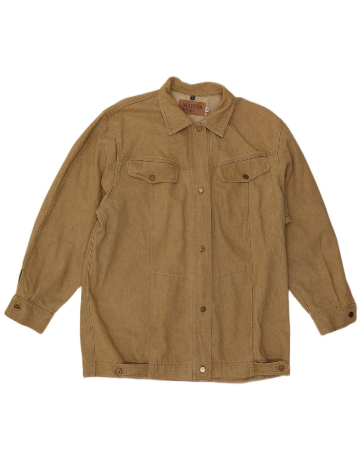Marina Sport Womens Oversized Denim Jacket Size 19 Small Khaki Cotton