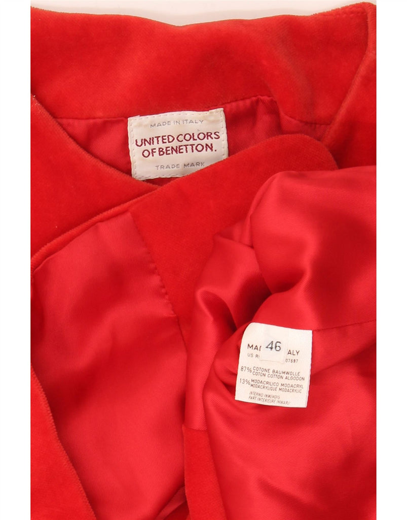 BENETTON Womens Crop 4 Button Blazer Jacket IT 46 Large Red Cotton Vintage Benetton and Second-Hand Benetton from Messina Hembry 