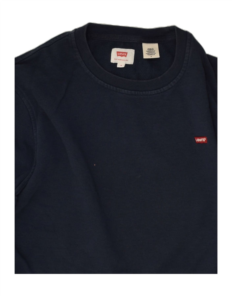 LEVI'S Mens Sweatshirt Jumper Medium Navy Blue Cotton | Vintage Levi's | Thrift | Second-Hand Levi's | Used Clothing | Messina Hembry 