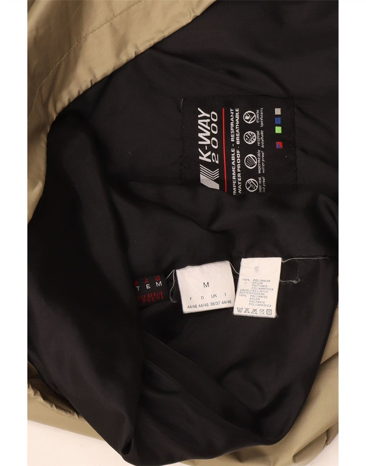 K-Way Mens Hooded Rain Jacket UK 38 Medium Khaki Polyamide