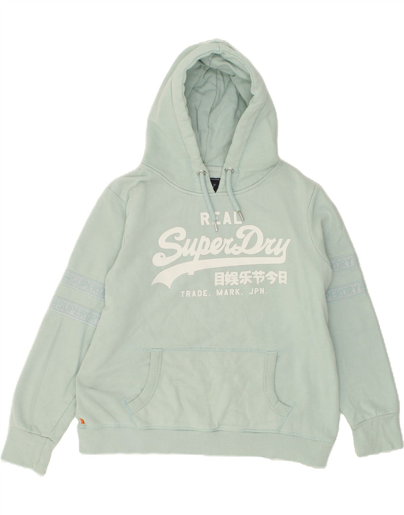 SUPERDRY Womens Graphic Hoodie Jumper UK 12 Medium  Blue Cotton | Vintage Superdry | Thrift | Second-Hand Superdry | Used Clothing | Messina Hembry 