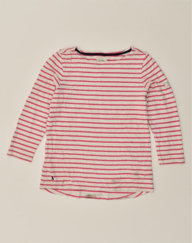 JOULES Womens Top 3/4 Sleeve UK 10 Small Pink Striped Cotton | Vintage Joules | Thrift | Second-Hand Joules | Used Clothing | Messina Hembry 