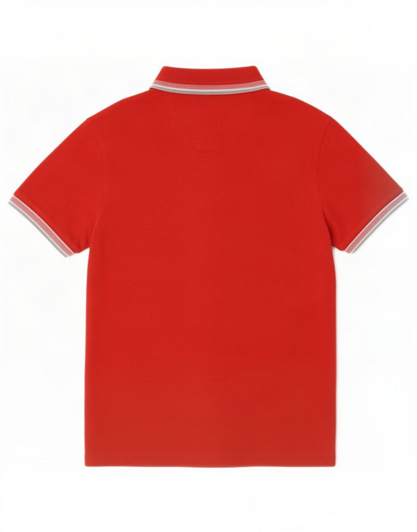Hugo Boss Mens Polo Shirt Small Red Striped Cotton