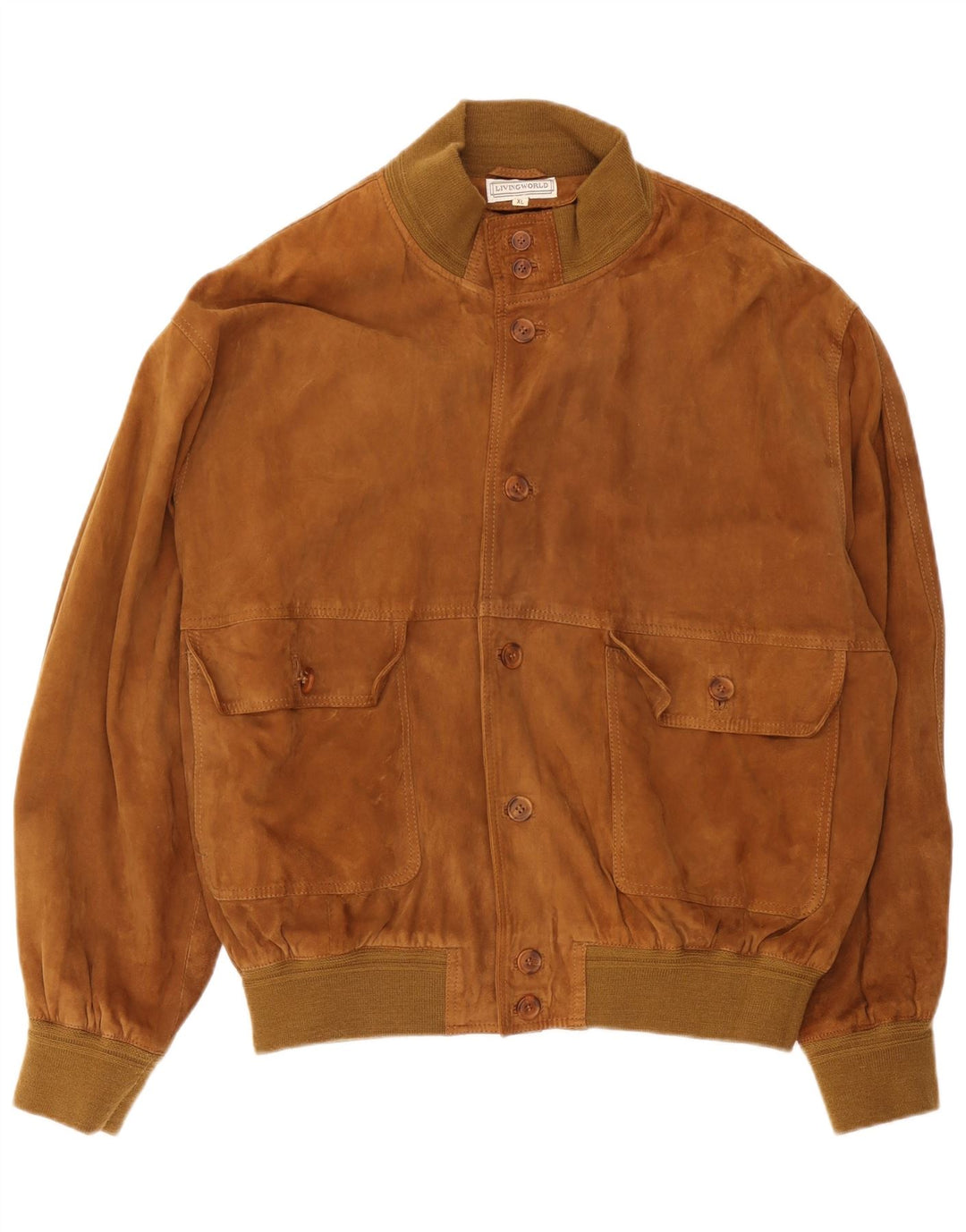 Living World Mens Suede Bomber Jacket UK 42 XL Beige