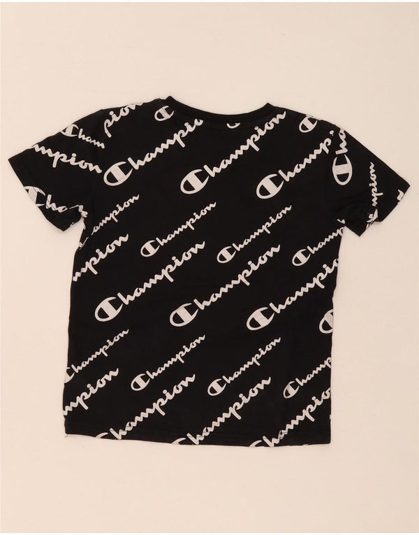 Champion Boys Graphic T-Shirt Top 7-8 Years Small Black Cotton