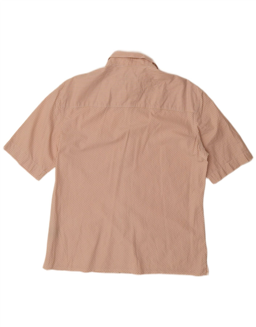 FRENCH CONNECTION Mens Short Sleeve Shirt Large Beige Gingham Cotton