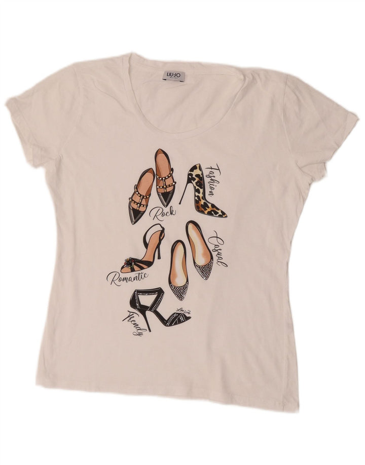 Liu Jo Womens Graphic T-Shirt Top UK 14 Medium White