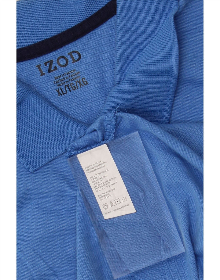IZOD Mens Polo Shirt XL Blue Pinstripe Cotton Vintage Izod and Second-Hand Izod from Messina Hembry 