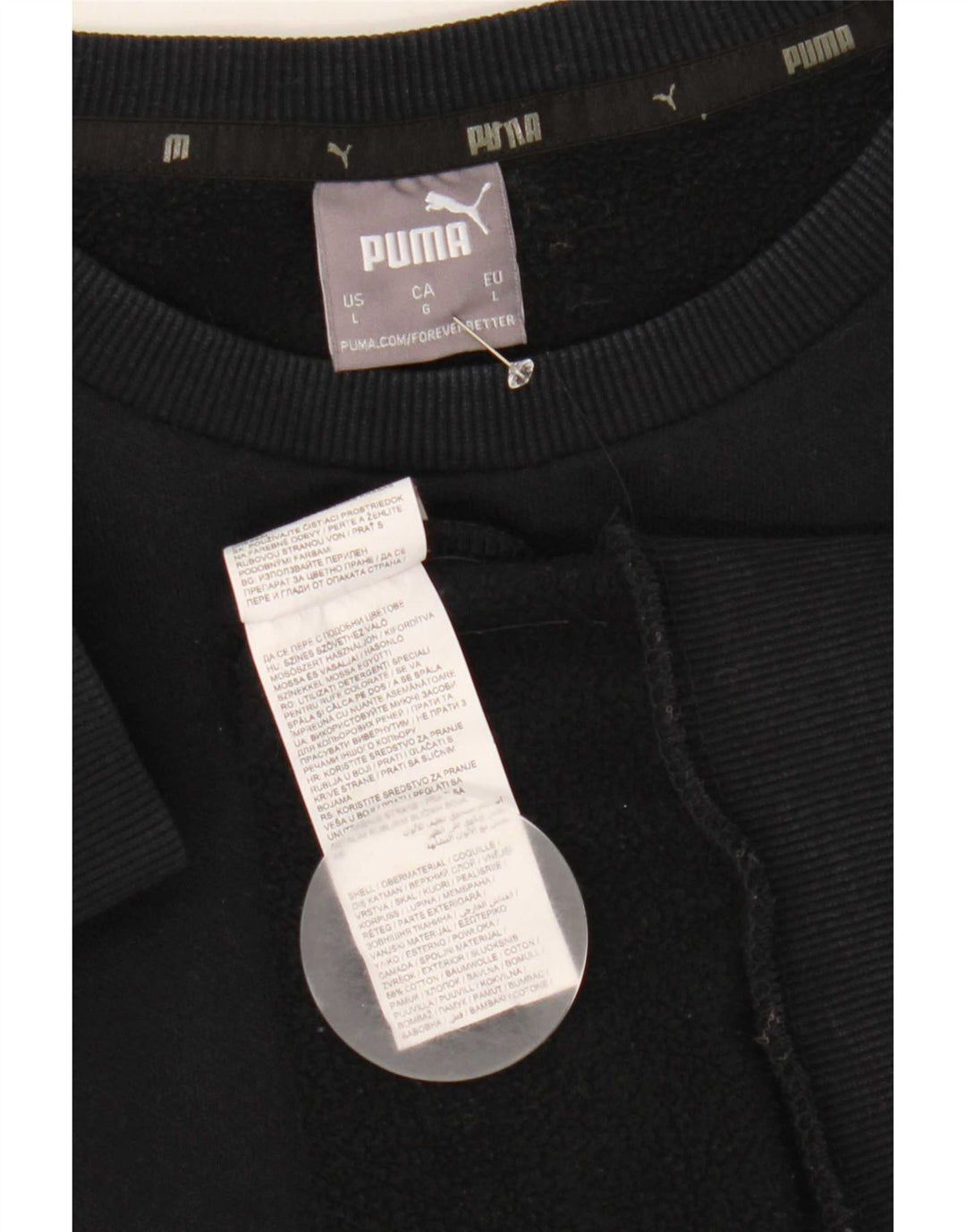 Puma Womens Graphic Sweatshirt Jumper UK 16 Large Black Cotton