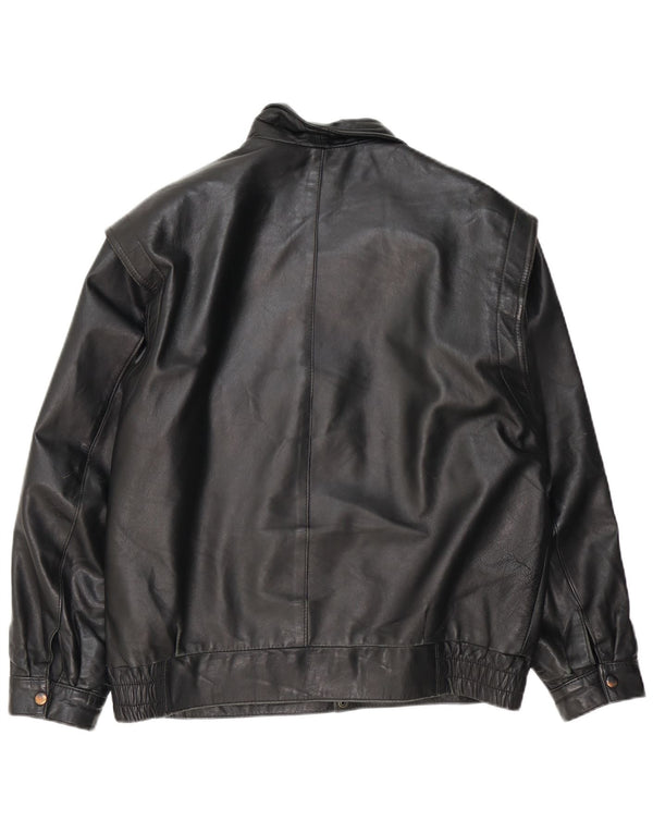VINTAGE Mens Leather Jacket UK 40 Large Black Leather