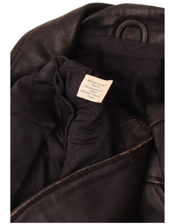 Vintage Mens Leather Biker Jacket UK 36 Small Black Leather