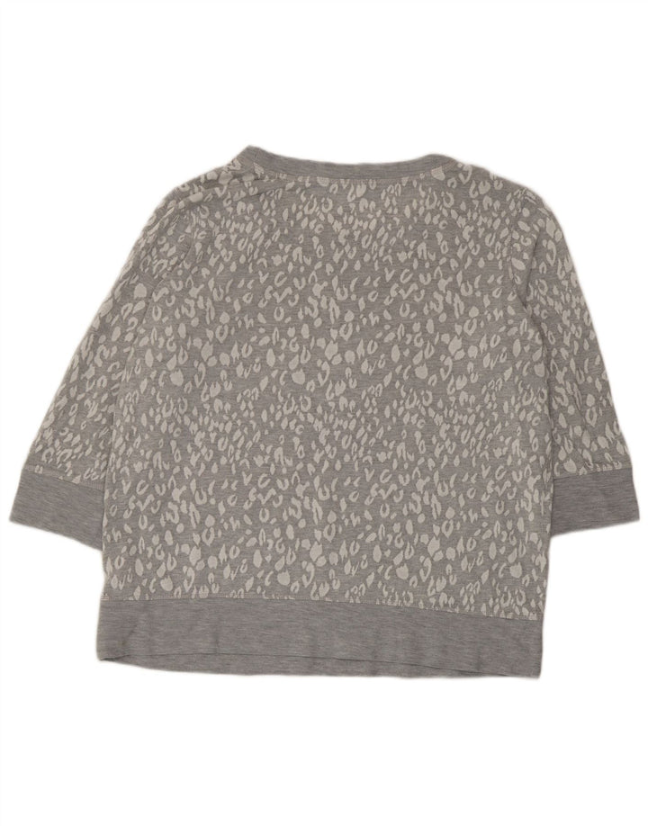 Marks & Spencer Womens Sweatshirt Jumper UK 16 Large Grey Animal Print