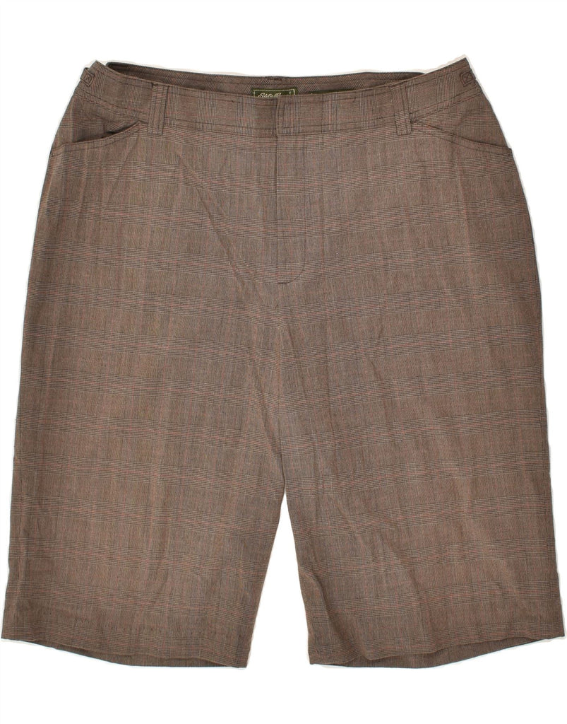 EDDIE BAUER Womens Casual Shorts US 18 2XL W36  Brown Check Polyester | Vintage Eddie Bauer | Thrift | Second-Hand Eddie Bauer | Used Clothing | Messina Hembry 