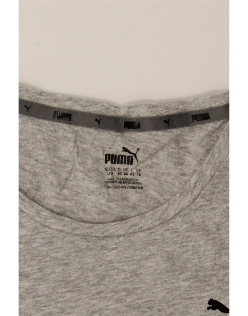 PUMA Womens T-Shirt Top UK 14 Large Grey Cotton Vintage Puma and Second-Hand Puma from Messina Hembry 