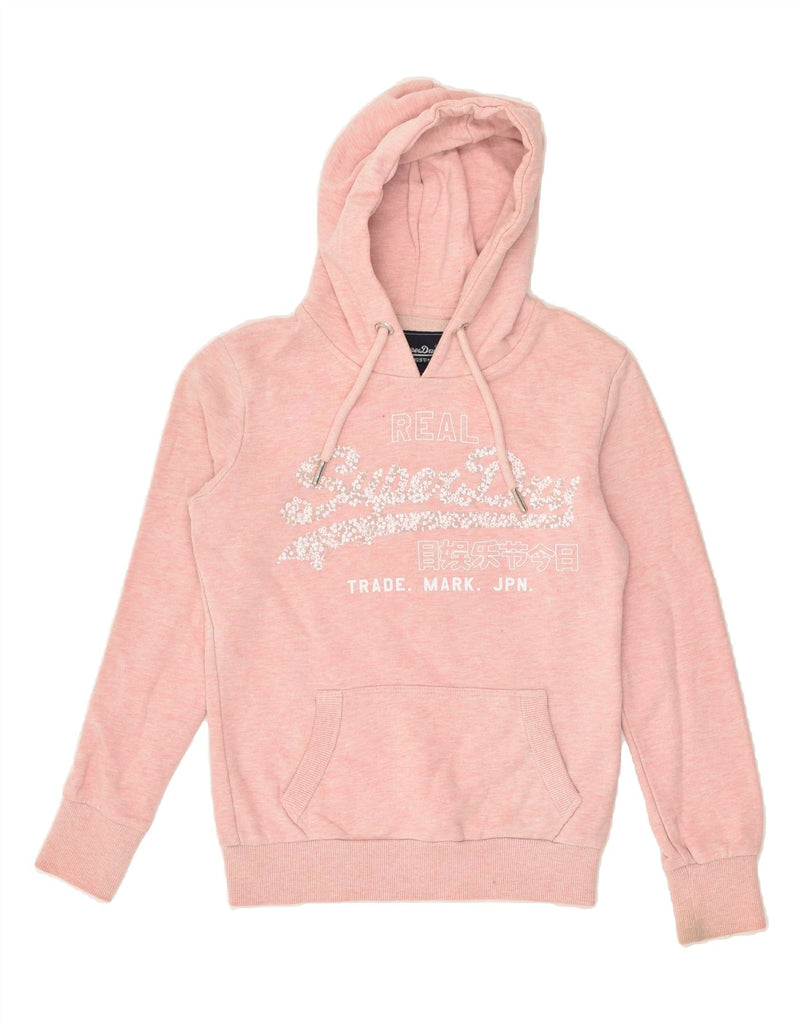 SUPERDRY Womens Graphic Hoodie Jumper UK 8 Small Pink Cotton | Vintage Superdry | Thrift | Second-Hand Superdry | Used Clothing | Messina Hembry 