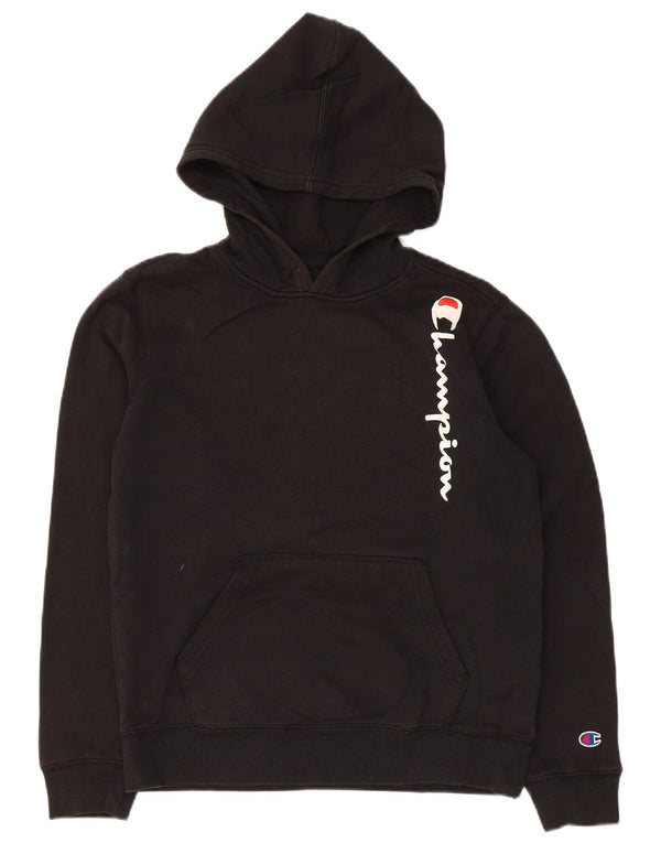 Champion Boys Graphic Hoodie Jumper 13-14 Years XL Black Cotton